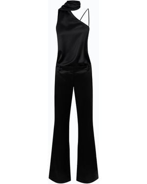 Pinko Long Satin Jumpsuit With Sash - Black