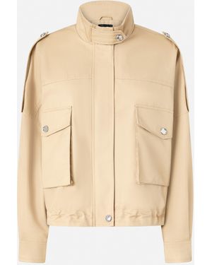 Pinko Utility-style Pea Jacket With Maxi Pockets - Natural