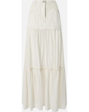 Pinko Long Skirt In Canvas And Cotton Voile - White