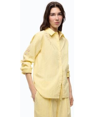 Pinko Striped Shirt With Floral Embroidery - Metallic