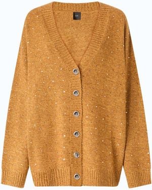 Pinko Cardigan En Laine Mélangée À Strass All-Over - Orange