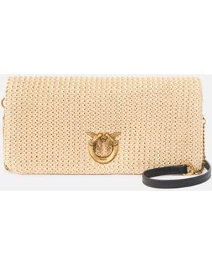 Pinko Love Bag Click Soft Horizontal Classic Medium Crossbody Clutch - Natural