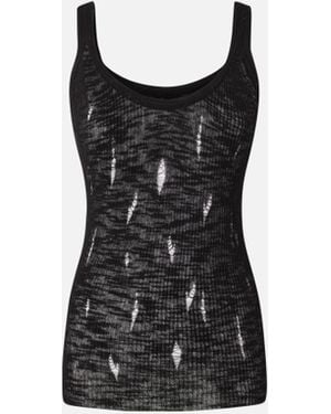 Pinko Lightweight Ribbed Vest Top With Rips - Black