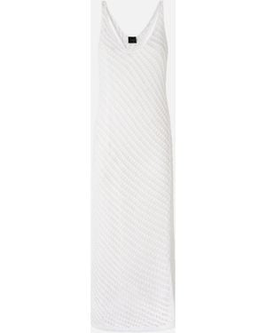 Pinko Crochet-Effect Midi Dress With Sequins - White