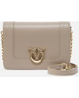 Pinko Kleine Umhängetasche Love Bag Click Aus Leder Mit Gravierter Schnalle Galleria - Weiß