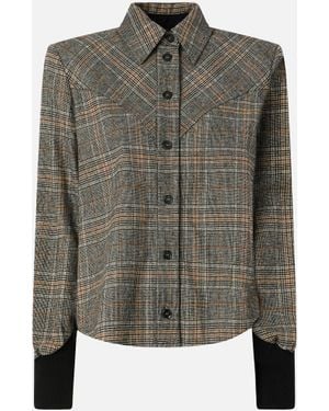 Pinko Check Shirt With Knit Cuffs - Green