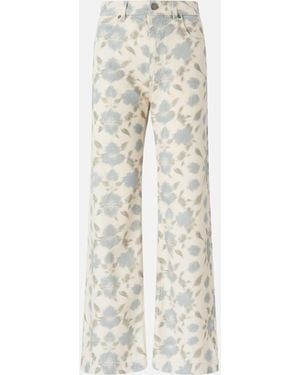 Pinko Wide-Leg Pants With Cottage Flower Print - White