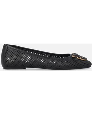 Pinko Perforated Ballerinas With Love Birds Logo - White