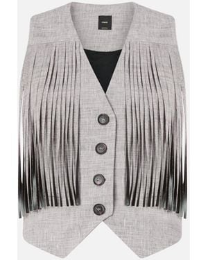 Pinko Vest With Fringing - White