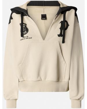 Pinko V-Neck Hoodie - Natural