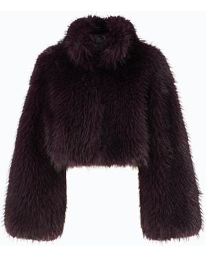 Pinko Faux Fur Cropped Jacket With High Neck - Black