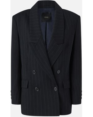 Pinko Blazer Gessato Doppiopetto - Blu