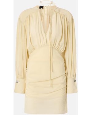 Pinko Mini Dress With Long Sleeves And Draping - Natural