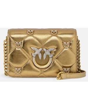 Pinko Golden Quilted Handbag Love Bag Birds Galleria - Metallic