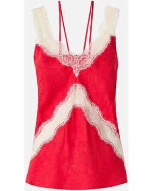 Pinko Spotted Lingerie Top With Lace - Red