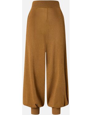 Pinko Wide-Leg Trousers With Metallic Yarn - Natural