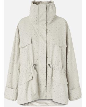 Pinko Parka With Rhinestones And Studs - White