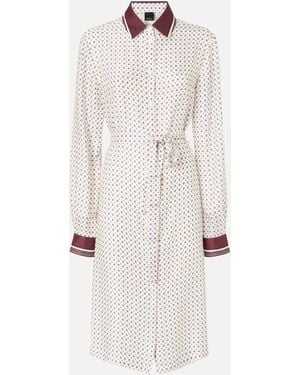Pinko Midi Shirt Dress With Tie Print - White