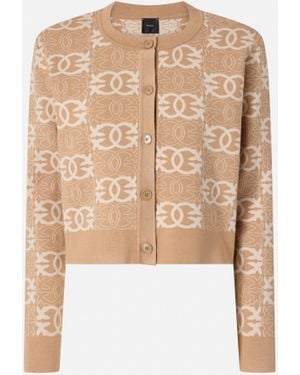 Pinko Cardigan With Love Birds Logo - Natural