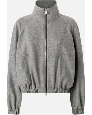 Pinko Wool-Blend Bomber Jacket With Zip - Grey