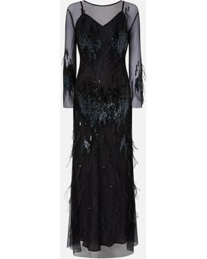 Pinko Abito Con Paillettes E Piume - Nero
