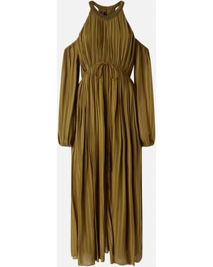 Pinko Vestido Largo Con Hombros Descubiertos Y Bordado De Cuentas - Metálico