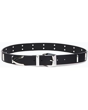 Pinko Ledergürtel Mit Rechteckigen Nieten, 3 Cm Breit - Weiß