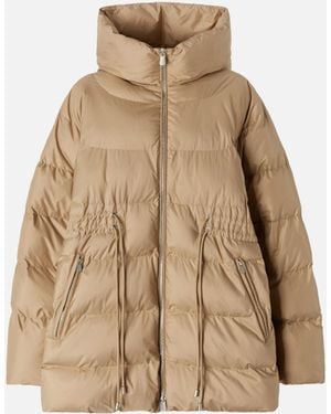 Pinko Padded And Quilted Flared Puffer Jacket With Drawstring - Natural