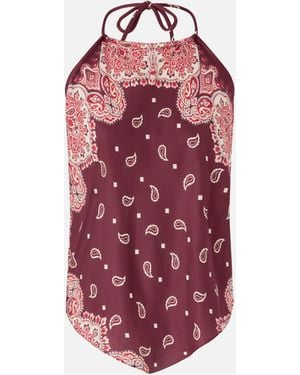 Pinko Beach Cover-Up Top With Ties And Bandana Print - Red