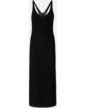 Pinko Crochet-Effect Midi Dress With Sequins - Black
