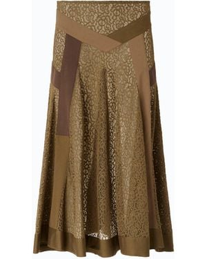 Pinko Flared Lace Midi Skirt With Inserts - Natural