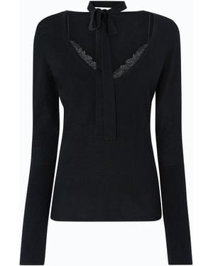 Pinko Wool Jumper With Lace And Sash - Black