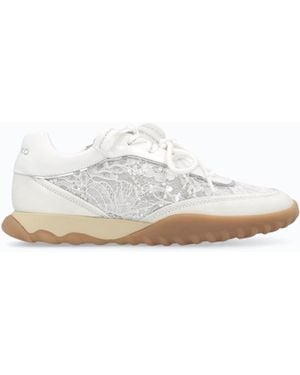 Pinko Zapatillas De Piel Y Encaje Con Cordones Dobles - Blanco