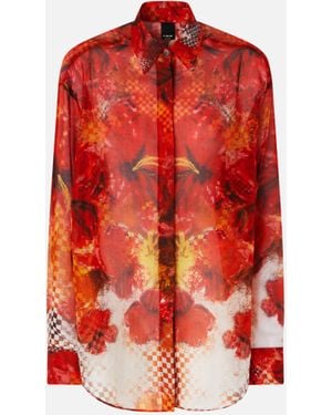 Pinko Shirt With Red Flower And Check Print