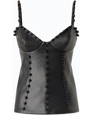 Pinko Top Corsetero Efecto Piel Con Esferas Decorativas - Negro