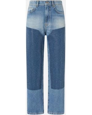 Pinko Vaqueros Rectos Con Minitachuelas Efecto Strass - Azul