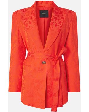 Pinko Floral Jacquard Kimono Jacket - Red