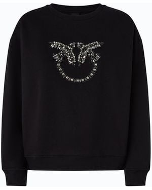 Pinko Sweatshirt With Bejewelled Love Birds Logo - Black