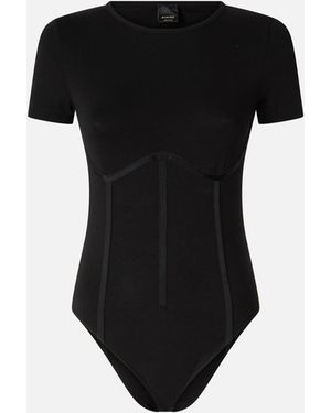 Pinko Short-Sleeved Corset Bodysuit - Black