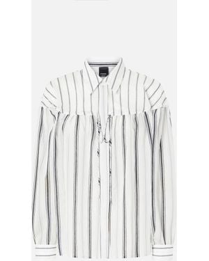 Pinko Striped Cotton Shirt With Ties - White