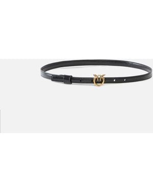 Pinko Thin Belt With Love Birds Buckle, 1 Cm - White