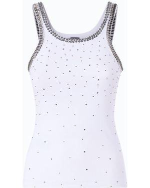 Pinko Ribbed Top With Bejewelled Embellishment - White