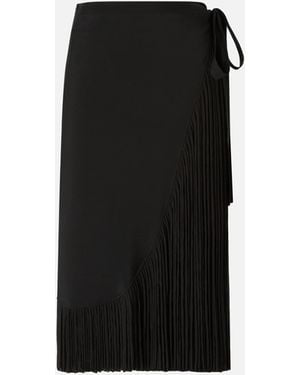 Pinko Calf-Length Wrap Skirt With Fringing - Black