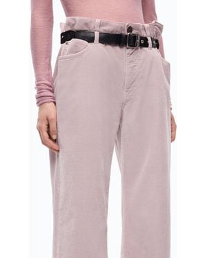 Pinko Pantalones Tobilleros De Terciopelo Con Cinturón De Piel - Rosa