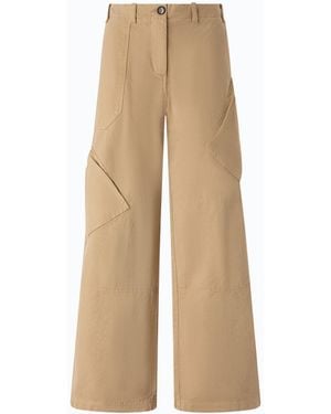 Pinko Gabardine Cargo Pants With Asymmetric Pockets - Natural