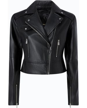 Pinko Cazadora Motera Estilo Chupa De Napa - Negro