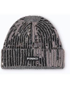Pinko Gorro Con Lentejuelas E Inscripción Del Logotipo - Gris