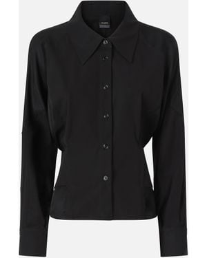 Pinko Habotai And Cotton Shirt With Belt - Black