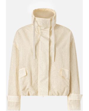 Pinko Blouson Jacket With All-Over Micro Studs - Natural