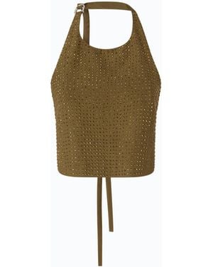 Pinko Fully Rhinestoned Open-Back Top - Green